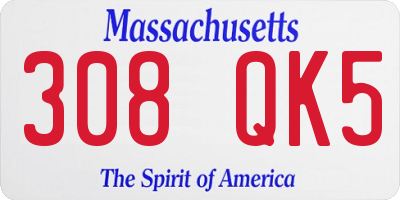 MA license plate 308QK5