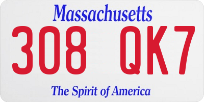 MA license plate 308QK7