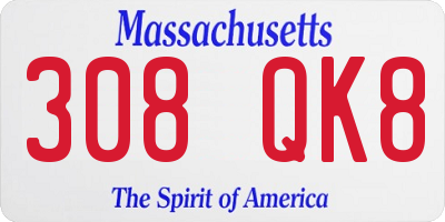 MA license plate 308QK8