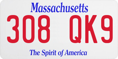 MA license plate 308QK9