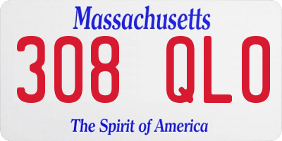 MA license plate 308QL0