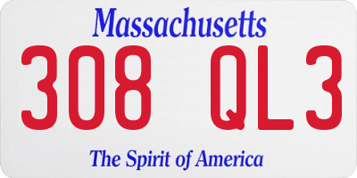 MA license plate 308QL3