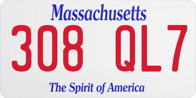 MA license plate 308QL7