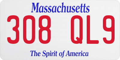 MA license plate 308QL9