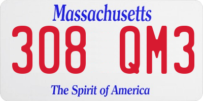 MA license plate 308QM3