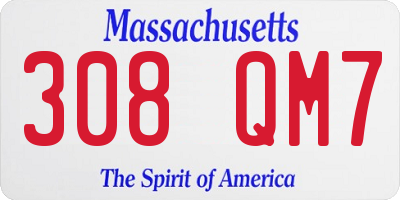 MA license plate 308QM7