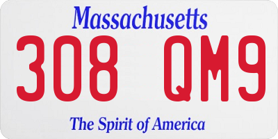 MA license plate 308QM9