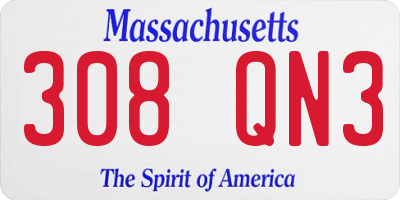 MA license plate 308QN3