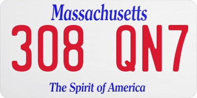 MA license plate 308QN7