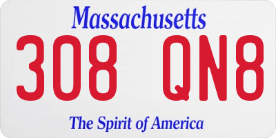 MA license plate 308QN8
