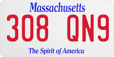 MA license plate 308QN9