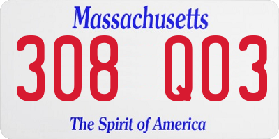 MA license plate 308QO3