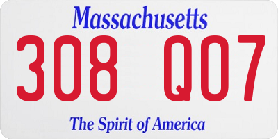 MA license plate 308QO7