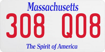 MA license plate 308QO8