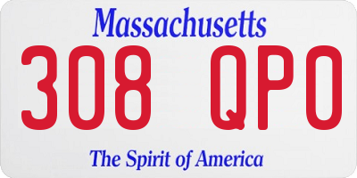 MA license plate 308QP0