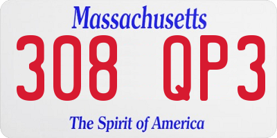MA license plate 308QP3