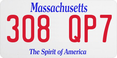 MA license plate 308QP7