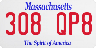 MA license plate 308QP8