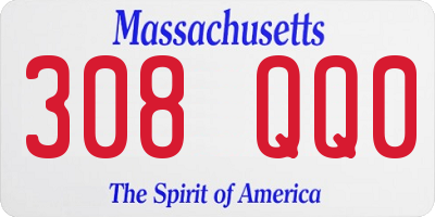 MA license plate 308QQ0