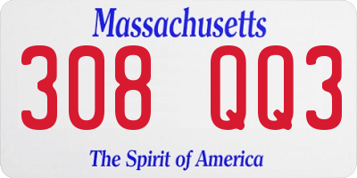 MA license plate 308QQ3