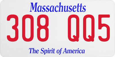 MA license plate 308QQ5