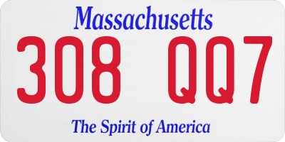 MA license plate 308QQ7