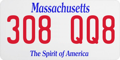 MA license plate 308QQ8