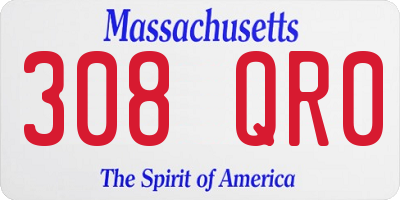 MA license plate 308QR0