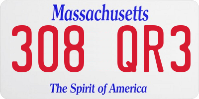 MA license plate 308QR3