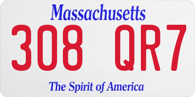 MA license plate 308QR7