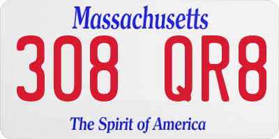 MA license plate 308QR8