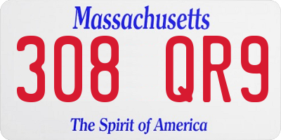 MA license plate 308QR9