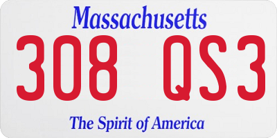 MA license plate 308QS3