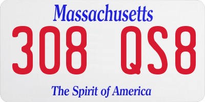 MA license plate 308QS8