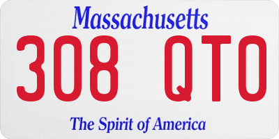 MA license plate 308QT0