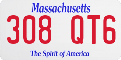 MA license plate 308QT6