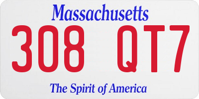 MA license plate 308QT7