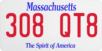 MA license plate 308QT8