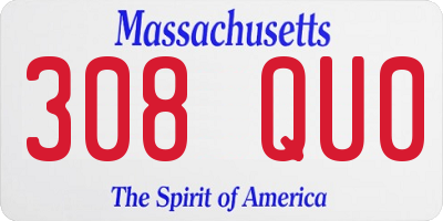 MA license plate 308QU0