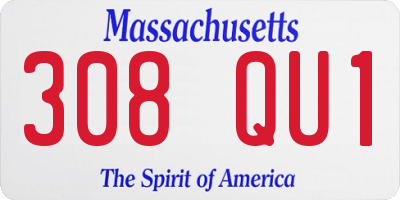 MA license plate 308QU1