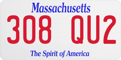 MA license plate 308QU2