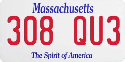 MA license plate 308QU3