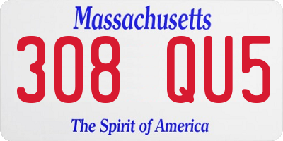MA license plate 308QU5