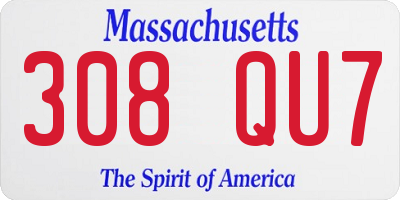 MA license plate 308QU7