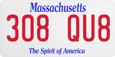 MA license plate 308QU8