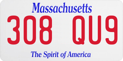 MA license plate 308QU9