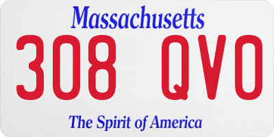 MA license plate 308QV0