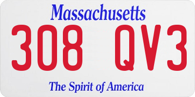 MA license plate 308QV3