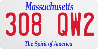 MA license plate 308QW2