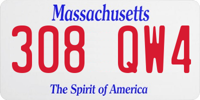 MA license plate 308QW4